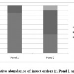 Fig. 2: Relative abundance of insect orders in Pond 1 and Pond 2