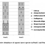 Fig. 4: Relative abundance of aquatic insect species in Pond 1 and Pond 2