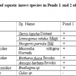 Table 2: Distribution of aquatic insect species in Ponds 1 and 2 of Chatla floodplain during study period