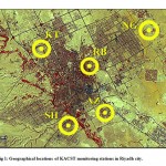 Fig 1: Geographical locations of KACST monitoring stations in Riyadh city.