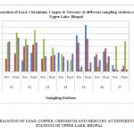 Fig 1: VARAIATION OF LEAD, COPPER, CHROMIUM AND MERCURY AT DIFFERENT SAMPLING STATIONS OF UPPER LAKE, BHOPAL