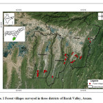 Figure. 1 Forest villages surveyed in three districts of Barak Valley, Assam. 