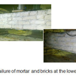 Figure 6 - The failure of mortar and bricks at the lowest sample parts