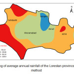Figure 3: Zoning of average annual rainfall of the Lorestan province using Kriging method