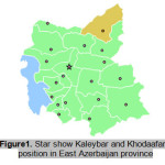 Figure1. Star show Kaleybar and Khodaafarin position in East Azerbaijan province