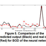 Figure 5. Comparison of the predicted output (Black) and real data (Red) for BOD of the neural network
