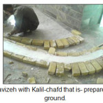 Figure 5. A plaster tavizeh with Kalil-chafd that is- prepared and dried on the flat ground.