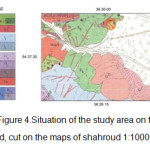Figure 4.Situation of the study area on the second, cut on the maps of shahroud 1:100000 scale