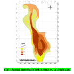 Fig. 7: Spatial distribution of the second PC in Urmia Lake