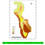 Fig. 8: Spatial distribution of the third PC in Urmia Lake