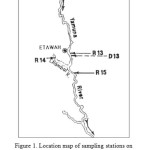 Figure 1. Location map of sampling stations on  Yamuna River, India (Sargaonkar and Deshpande, 2003)3