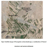Fig.5: Satellite image of Pasargadae archaeolandscape, a combination of Natural  structures and ancient settlements
