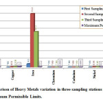 Figure 2: Comparison of Heavy Metals variation in three sampling stations of Gobind Sagar Lake with Maximum Permissible Limits.