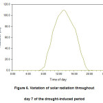 Figure 6. Variation of solar radiation throughout day 7 of the drought-induced period
