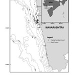 Figure 1. Shows trawl sampling ground with  depth contour during January to Decemeber 2013