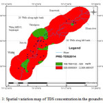 Fig. 3: Spatial variation map of TDS concentration in the groundwater