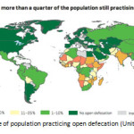 Fig. 1: Percentage of population practicing open defecation (United Nations, 2011)