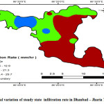Fig 4 -    Spatial variation of steady state  infiltration rate in Dhanbad â€“ Jharia Township area  