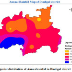 Fig 3 Spatial distribution of Annual rainfall in Dindigul district