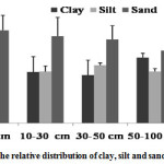 Fig. 3:The relative distribution of clay, silt and sand content in HB20