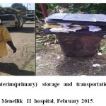 Figure  2:  HCW  interim(primary)  storage  and  transportation   materials  of  Menellik  II  hospital, February 2015.