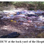 Figure 6: Open dumping of HCW at the back yard of the Hospital, February, 2015.