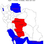 Figure 1: location of Isfahan, Shiraz and Yazd
