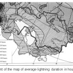 Fig. 6:The segment of the map of average lightning duration in hours for the Eurasia