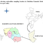 Fig. 2: Map showing endosulfan sampling location in Dakshina Kannada District, Karnataka, India (Map not as per scale).