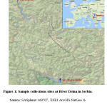 Figure 1: Sample collections sites at River Drina in Serbia. Source: SASplanet 160707 , ESRI ArcGIS.NatGeo & Google Map (GoogleMapMaker)