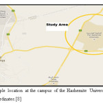 Figure (1): sample location at the campus of the Hashemite University, (32.099207, 36.200353) coordinates.[8]